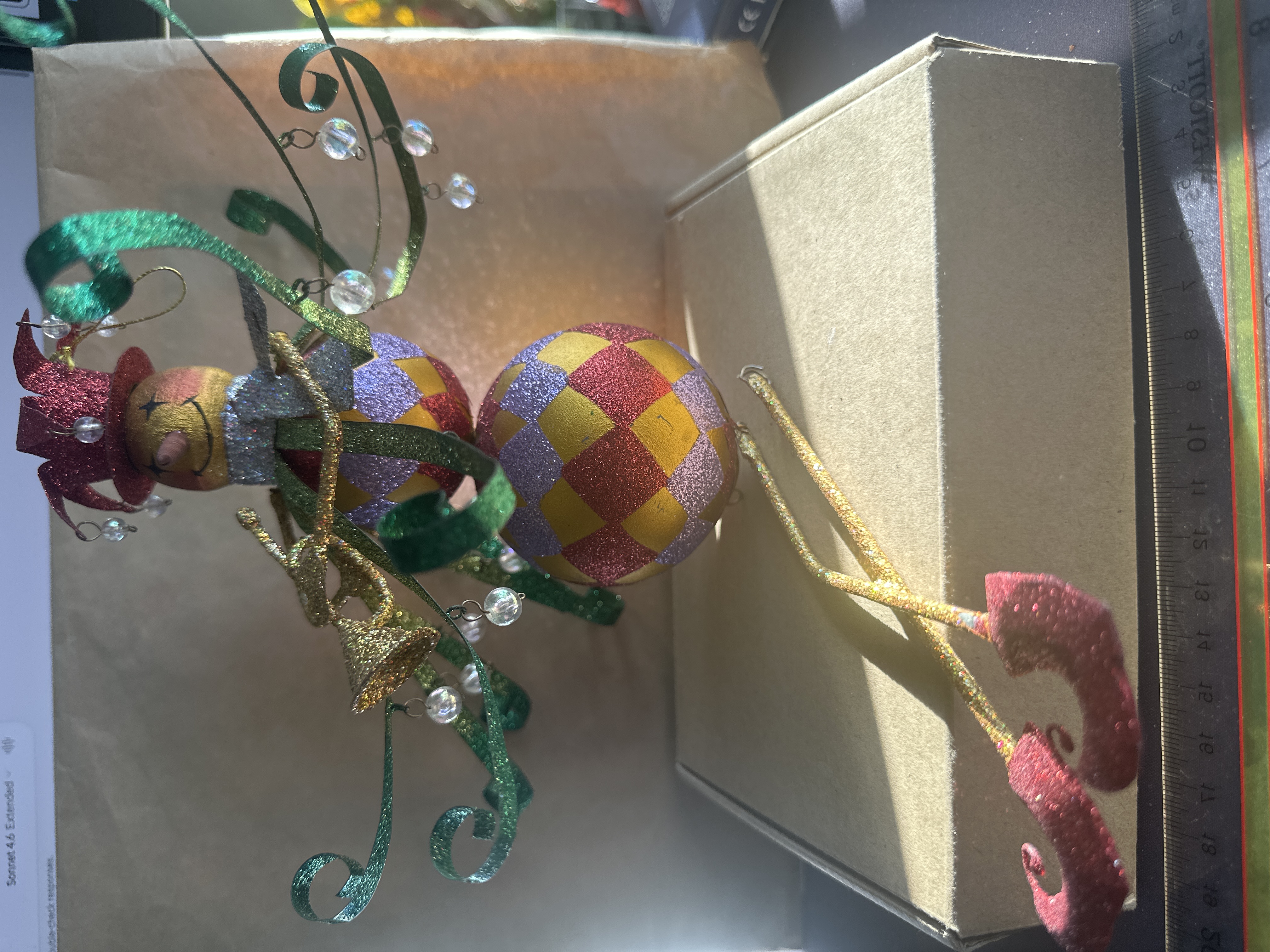 Jester Christmas Ornament with Colorful Design and Beads